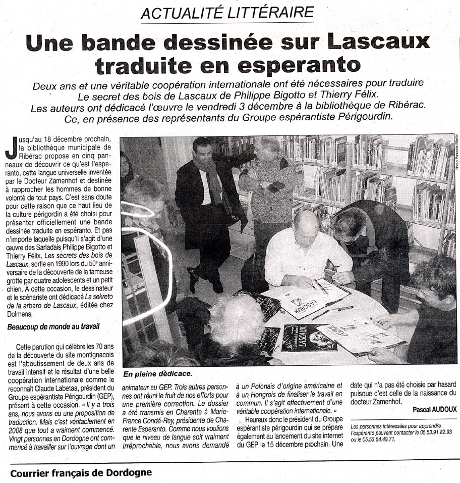 artikolo de "Courrier français de Dordogne"